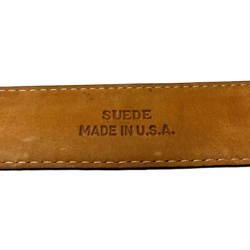 W. Kleinberg Mens Navy Blue‎ Suede Belt Silver Knurled Roller Buckle Made USA 32